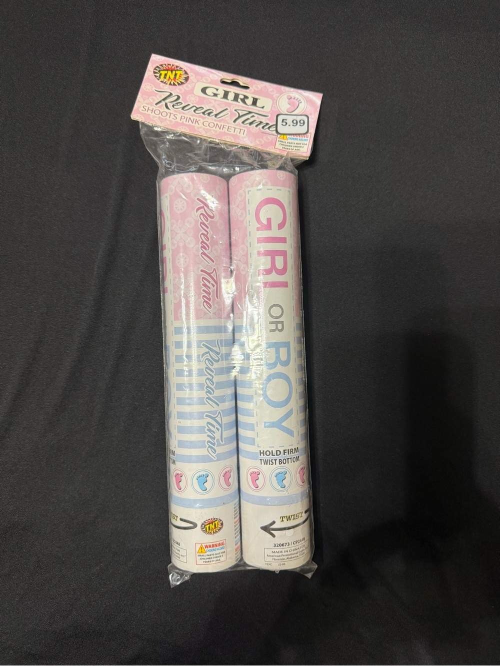 Girl or Boy Gender Reveal Confetti Cannon - Pink